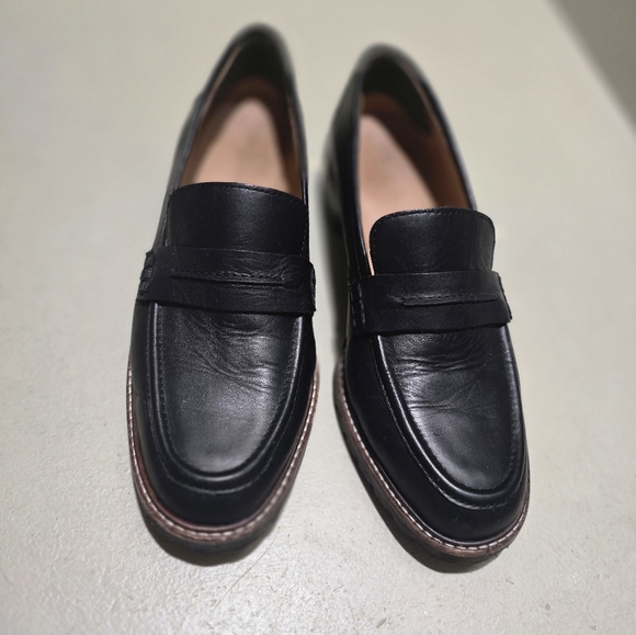 Madewell The Corinne Black Leather Lug Sole Loafers Size: 9 - Picture 4 of 6